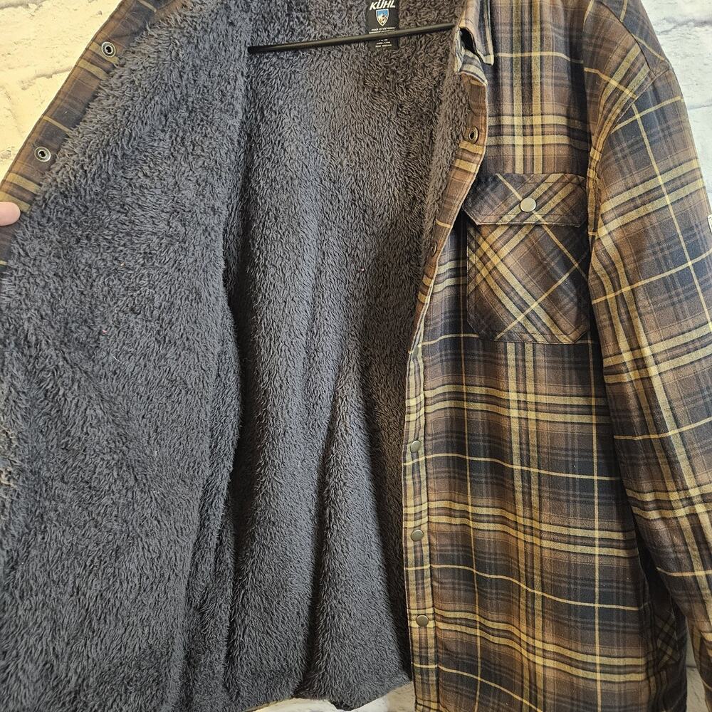 Kuhl Joyrydr Jacket Shirt Mens XXL Sherpa Lined Brown Flannel Snap Style 7253 - Picture 4 of 10